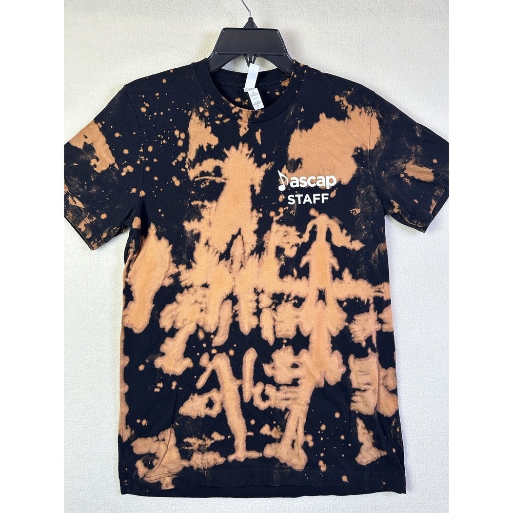 ASCAP Staff T Shirt Mens Medium One of One Bleach Dyed Bella Canvas Black